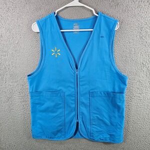 Walmart Associate Uniform Vest Blue Spark Logo Zip Up Pockets Size Small